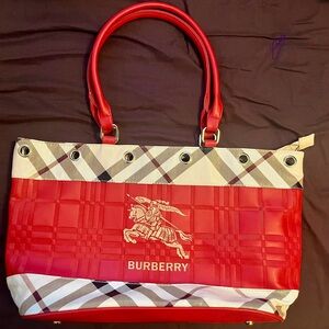 Burberry Red and Plaid Purse